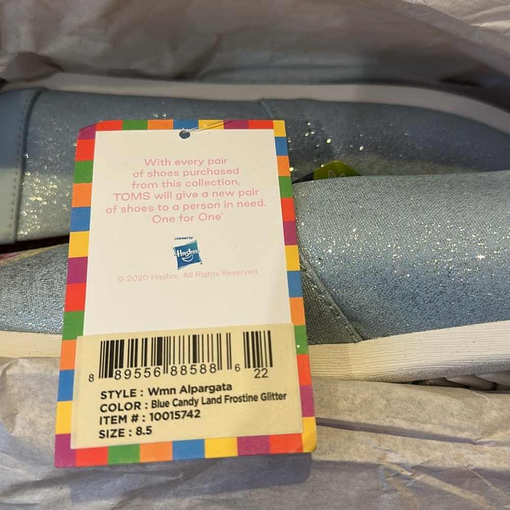 TOMS x CandyLand LIMITED EDITION Queen Frostine Glitter  Alpargata slides W8.5 - Picture 4 of 5